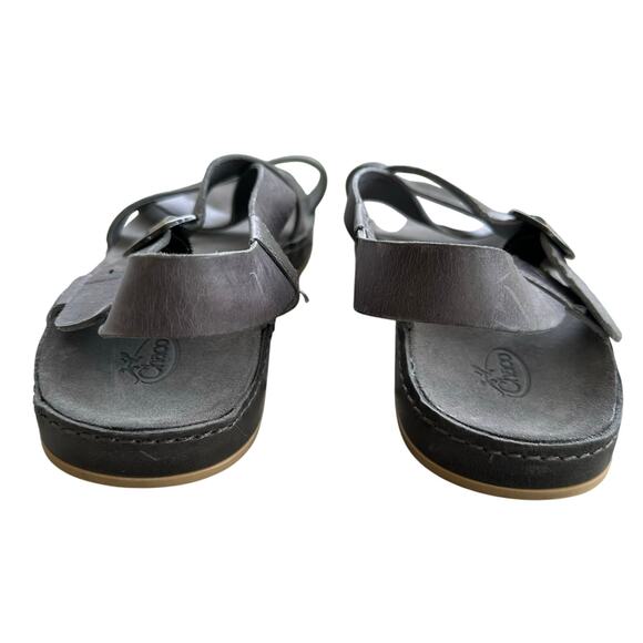 Chaco Wayfarer Classic Z Strap Sandals Women Size 11 Grey Leather Flat Comfort - Picture 4 of 9